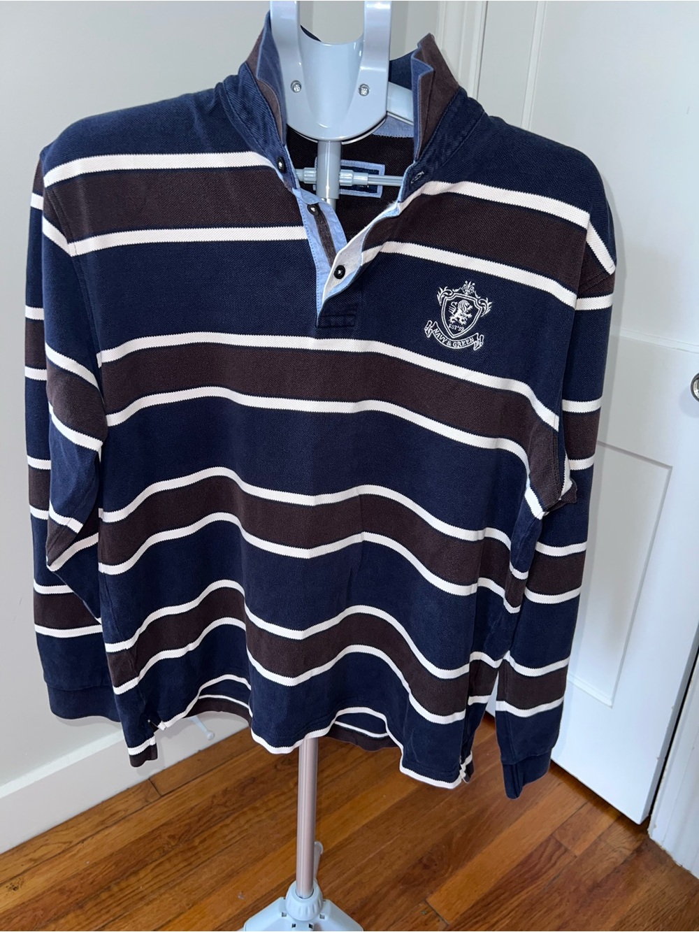 Navy and Green men’s polo, Greek brand